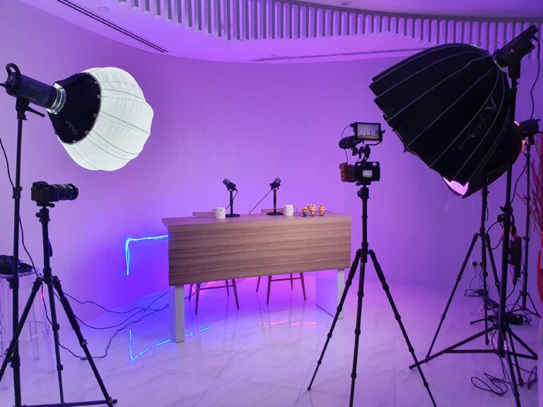 A lit Chowder Media podcast set, ready for recording