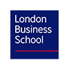 A blue logo of London Business School