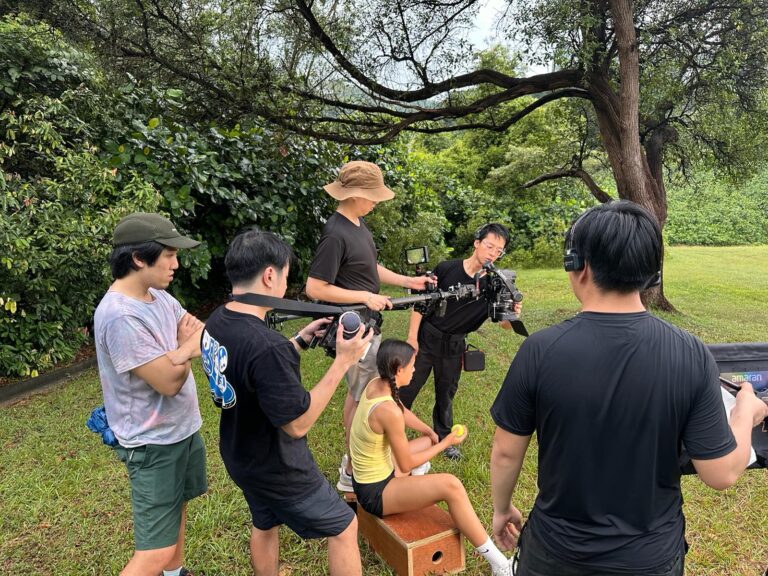 The Chowder Media team on an outdoor shoot in Singapore